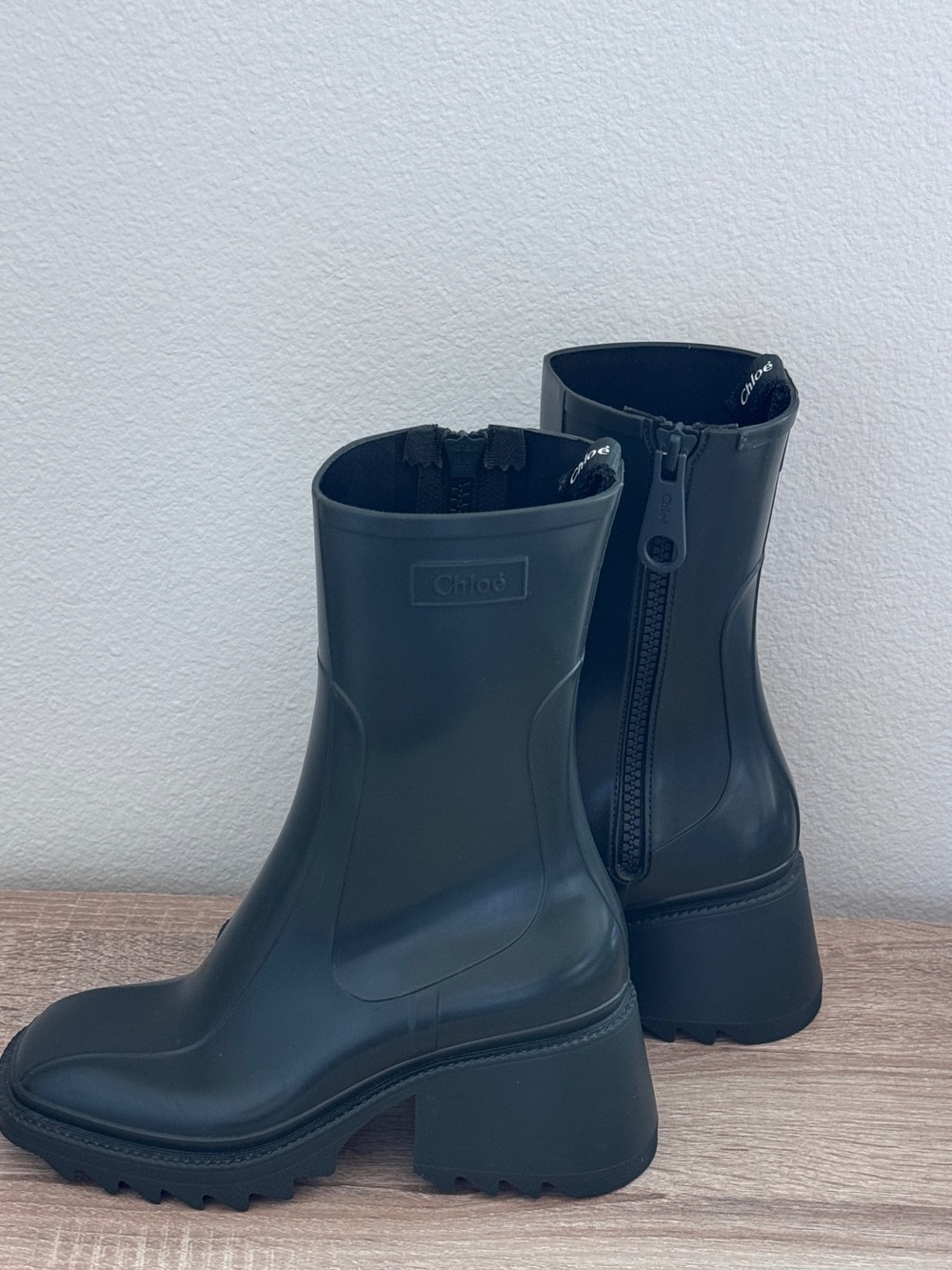 Chloé Betty Dark Green Mid-Calf Rain Boots Size 38 - Picture 5 of 7